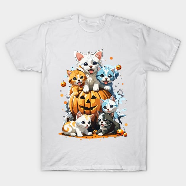 Kawaii Kittens And Dogs Playing T-Shirt by AySelin